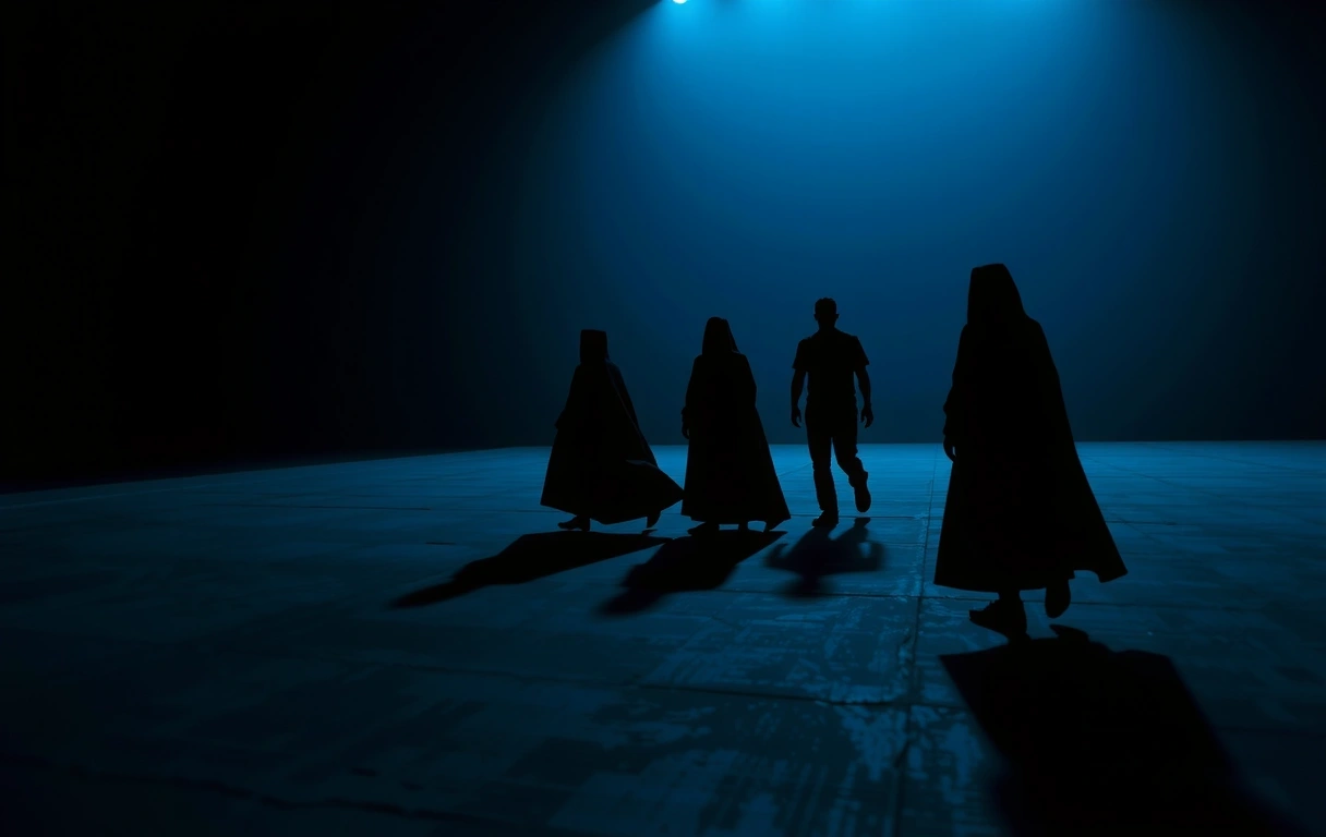 Abstract character silhouettes in motion