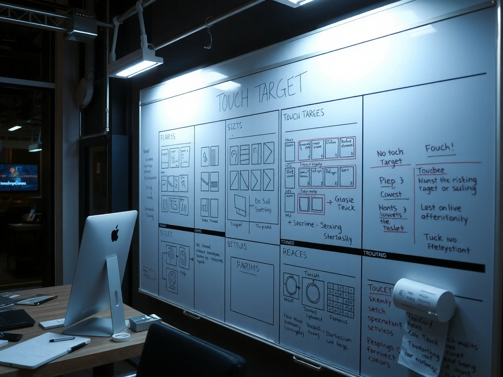 Whiteboard with UI flow diagrams
